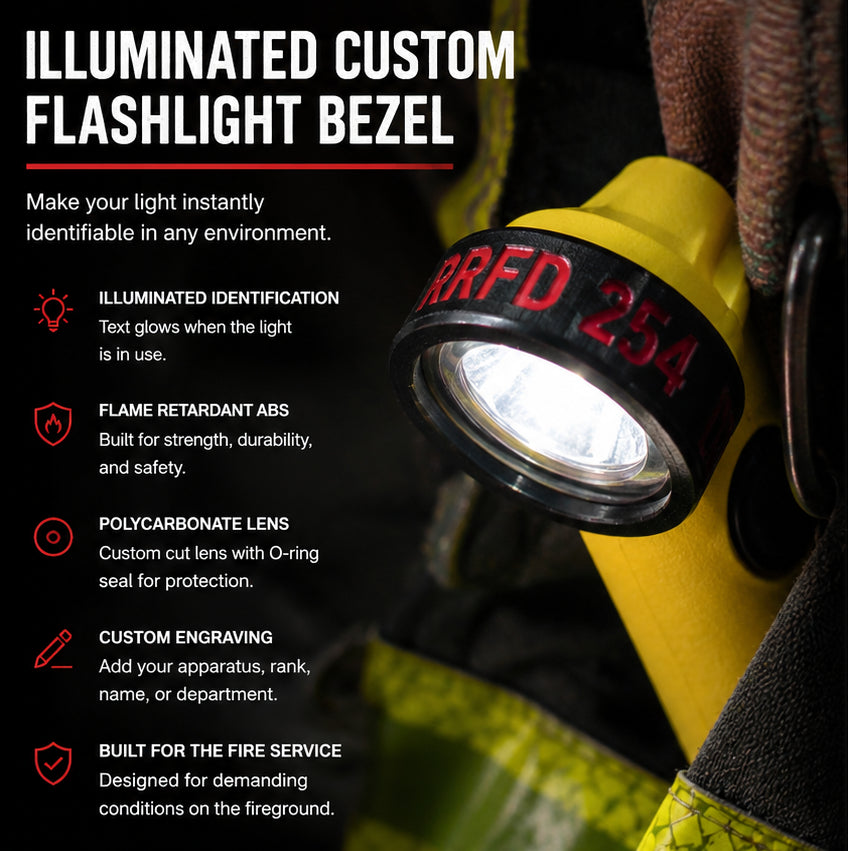 Illuminated custom flashlight identification bezel